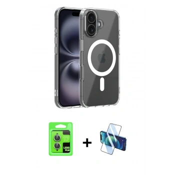 MARSİLYAN™- iPhone 17 Kılıf Ahenk Minimal Serisi - Siyah 3D Antistatik Cam Ekran Koruyucu + Raze Metal Kamera Lens - AKYL