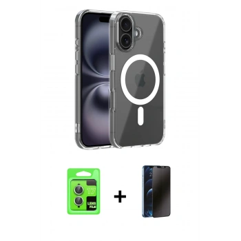 MARSİLYAN™- iPhone 17 Kılıf Ahenk Minimal Serisi - Siyah 3D Antistatik Hayalet Cam Ekran Koruyucu + Raze Metal Kamera Lens - AKYL