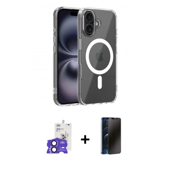 MARSİLYAN™- iPhone 17 Kılıf Ahenk Minimal Serisi - Siyah 3D Antistatik Hayalet Cam Ekran Koruyucu + Bilvis Titan Kamera Lens - SH