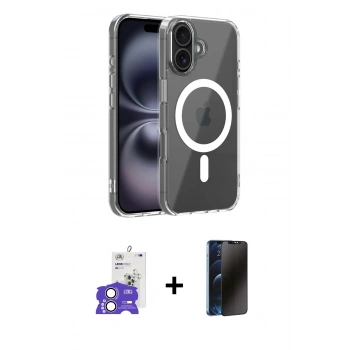 MARSİLYAN™- iPhone 17 Kılıf Ahenk Minimal Serisi - Siyah 3D Antistatik Hayalet Cam Ekran Koruyucu + Bilvis Titan Kamera Lens - LA