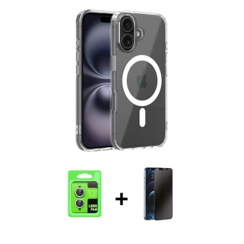 MARSİLYAN™- iPhone 17 Kılıf Ahenk Minimal Serisi - Siyah 3D Antistatik Hayalet Cam Ekran Koruyucu + Raze Metal Kamera Lens - GS