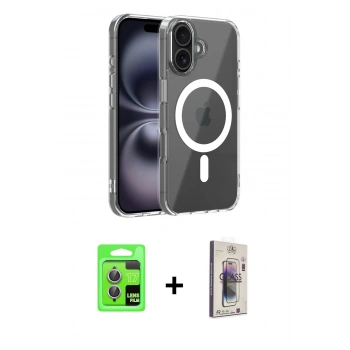 MARSİLYAN™- iPhone 17 Kılıf Ahenk Minimal Serisi - Siyah Bilvis 3D Cam Ekran Koruyucu + Raze Metal Kamera Lens - AKMR