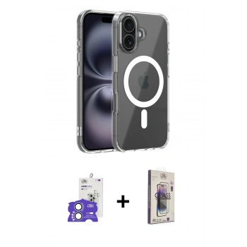MARSİLYAN™- iPhone 17 Kılıf Ahenk Minimal Serisi - Siyah Bilvis 3D Cam Ekran Koruyucu + Bilvis Titan Kamera Lens - GS