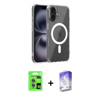 MARSİLYAN™- iPhone 17 Kılıf Ahenk Minimal Serisi - Siyah Bilvis 5in1 3D Magic Cam Ekran Koruyucu + Raze Metal Kamera Lens - AKYL