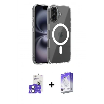 MARSİLYAN™- iPhone 17 Kılıf Ahenk Minimal Serisi - Siyah Bilvis 5in1 3D Magic Cam Ekran Koruyucu + Bilvis Titan Kamera Lens - AKYL