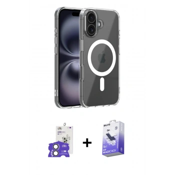MARSİLYAN™- iPhone 17 Kılıf Ahenk Minimal Serisi - Siyah Bilvis 5in1 5D Magic Hayalet Cam Ekran Koruyucu + Bilvis Titan Kamera Lens - AKYL