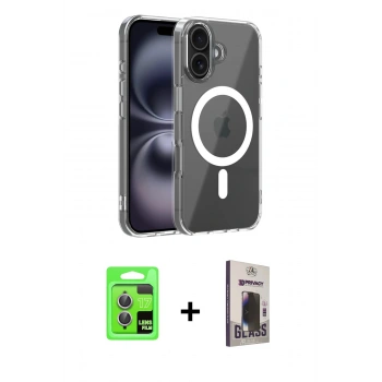 MARSİLYAN™- iPhone 17 Kılıf Ahenk Minimal Serisi - Siyah Bilvis Hayalet Cam Ekran Koruyucu + Raze Metal Kamera Lens - AKMR