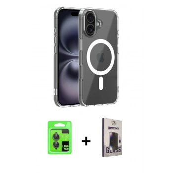 MARSİLYAN™- iPhone 17 Kılıf Ahenk Minimal Serisi - Siyah Bilvis Hayalet Cam Ekran Koruyucu + Raze Metal Kamera Lens - GI