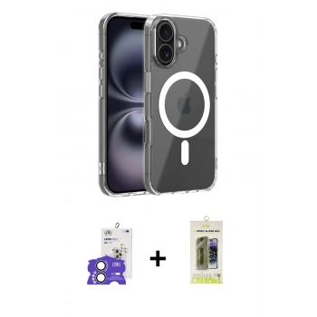 MARSİLYAN™- iPhone 17 Kılıf Ahenk Minimal Serisi - Siyah Joko Magic 5D Hayalet Cam + Bilvis Titan Kamera Lens - AKYL