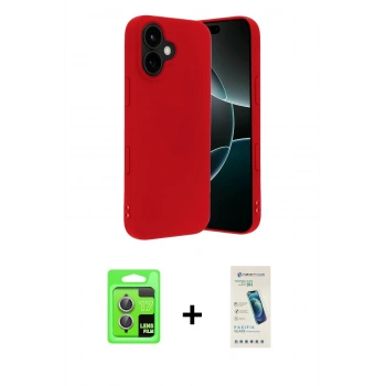 MARSİLYAN™- iPhone 17 Kılıf Ahenk Serisi - Şeffaf Pasifik Cam Ekran Koruyucu + Raze Metal Kamera Lens - AKMR