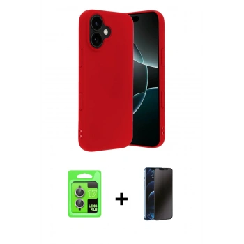 MARSİLYAN™- iPhone 17 Kılıf Ahenk Serisi - Siyah 3D Antistatik Hayalet Cam Ekran Koruyucu + Raze Metal Kamera Lens - AKMR