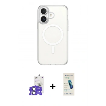 MARSİLYAN™- iPhone 17 Kılıf Ahenk Yansıma Prime - Şeffaf Pasifik Cam Ekran Koruyucu + Bilvis Titan Kamera Lens - AKYL