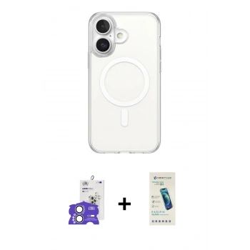 MARSİLYAN™- iPhone 17 Kılıf Ahenk Yansıma Prime - Şeffaf Pasifik Cam Ekran Koruyucu + Bilvis Titan Kamera Lens - GS