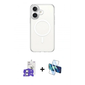 MARSİLYAN™- iPhone 17 Kılıf Ahenk Yansıma Prime - Siyah 3D Antistatik Cam Ekran Koruyucu + Bilvis Titan Kamera Lens - GS