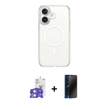 MARSİLYAN™- iPhone 17 Kılıf Ahenk Yansıma Prime - Siyah 3D Antistatik Hayalet Cam Ekran Koruyucu + Bilvis Titan Kamera Lens - GS