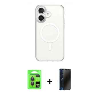 MARSİLYAN™- iPhone 17 Kılıf Ahenk Yansıma Prime - Siyah 3D Antistatik Hayalet Cam Ekran Koruyucu + Raze Metal Kamera Lens - GI