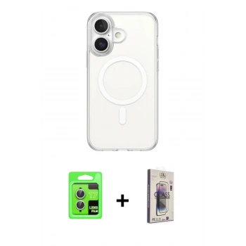 MARSİLYAN™- iPhone 17 Kılıf Ahenk Yansıma Prime - Siyah Bilvis 3D Cam Ekran Koruyucu + Raze Metal Kamera Lens - GS