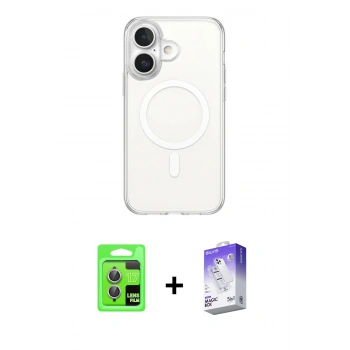 MARSİLYAN™- iPhone 17 Kılıf Ahenk Yansıma Prime - Siyah Bilvis 5in1 3D Magic Cam Ekran Koruyucu + Raze Metal Kamera Lens - AKMR