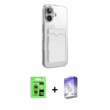 MARSİLYAN™- iPhone 17 Kılıf Doruk Klasik Koleksiyonu - Siyah Bilvis 5in1 3D Magic Cam Ekran Koruyucu + Raze Metal Kamera Lens - AKMI