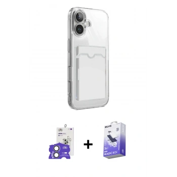 MARSİLYAN™- iPhone 17 Kılıf Doruk Klasik Koleksiyonu - Siyah Bilvis 5in1 5D Magic Hayalet Cam Ekran Koruyucu + Bilvis Titan Kamera Lens - AKYL