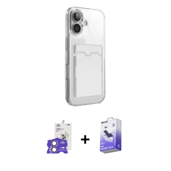MARSİLYAN™- iPhone 17 Kılıf Doruk Klasik Koleksiyonu - Siyah Bilvis 5in1 5D Magic Hayalet Cam Ekran Koruyucu + Bilvis Titan Kamera Lens - LA