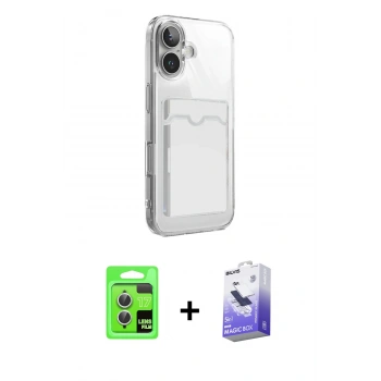 MARSİLYAN™- iPhone 17 Kılıf Doruk Klasik Koleksiyonu - Siyah Bilvis 5in1 5D Magic Hayalet Cam Ekran Koruyucu + Raze Metal Kamera Lens - GS