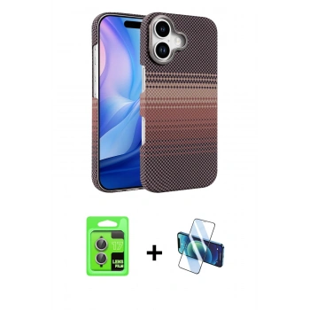 MARSİLYAN™- iPhone 17 Kılıf Doruk Serisi - Siyah 3D Antistatik Seramik Nano Ekran Koruyucu + Raze Metal Kamera Lens - AKMR