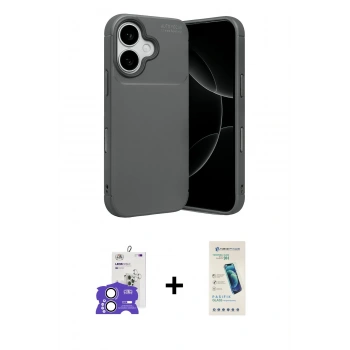 MARSİLYAN™- iPhone 17 Kılıf Eksen Form Prime - Şeffaf Pasifik Cam Ekran Koruyucu + Bilvis Titan Kamera Lens - LA