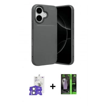 MARSİLYAN™- iPhone 17 Kılıf Eksen Form Prime - Siyah 360 Mat Full Body Arka Koruyucu + Bilvis Titan Kamera Lens - AKYL