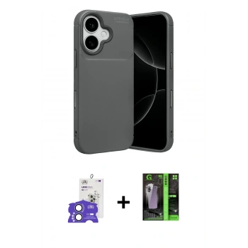 MARSİLYAN™- iPhone 17 Kılıf Eksen Form Prime - Siyah 360 Mat Full Body Arka Koruyucu + Bilvis Titan Kamera Lens - AKMI