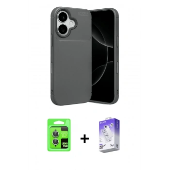 MARSİLYAN™- iPhone 17 Kılıf Eksen Form Prime - Siyah Bilvis 5in1 3D Magic Cam Ekran Koruyucu + Raze Metal Kamera Lens - AKYL