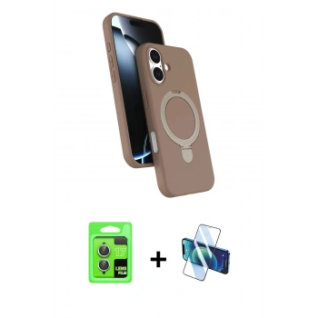 MARSİLYAN™- iPhone 17 Kılıf İz Işık Koleksiyonu - Siyah 3D Antistatik Seramik Nano Ekran Koruyucu + Raze Metal Kamera Lens - AKYL