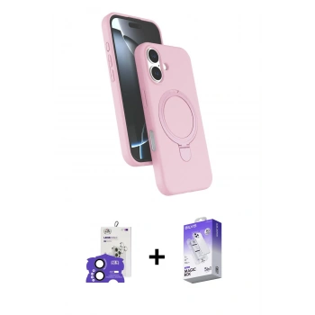 MARSİLYAN™- iPhone 17 Kılıf İz Işık Koleksiyonu - Siyah Bilvis 5in1 3D Magic Cam Ekran Koruyucu + Bilvis Titan Kamera Lens - SH