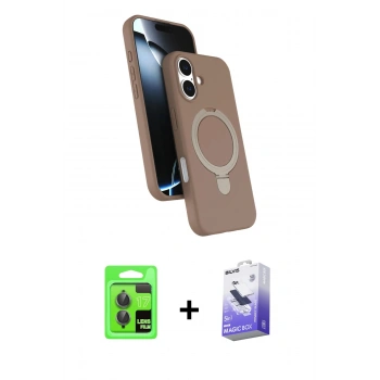 MARSİLYAN™- iPhone 17 Kılıf İz Işık Koleksiyonu - Siyah Bilvis 5in1 5D Magic Hayalet Cam Ekran Koruyucu + Raze Metal Kamera Lens - GI