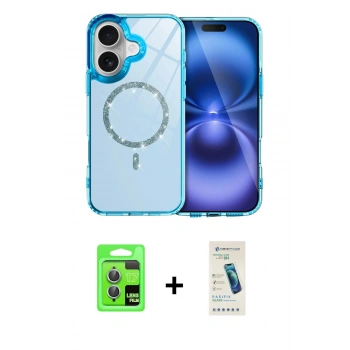 MARSİLYAN™- iPhone 17 Kılıf Kıvılcım Form Prime - Şeffaf Pasifik Cam Ekran Koruyucu + Raze Metal Kamera Lens - AKMI