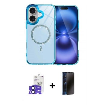 MARSİLYAN™- iPhone 17 Kılıf Kıvılcım Form Prime - Siyah 3D Antistatik Hayalet Cam Ekran Koruyucu + Bilvis Titan Kamera Lens - SH