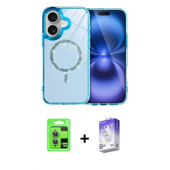MARSİLYAN™- iPhone 17 Kılıf Kıvılcım Form Prime - Siyah Bilvis 5in1 3D Magic Cam Ekran Koruyucu + Raze Metal Kamera Lens - AKMI
