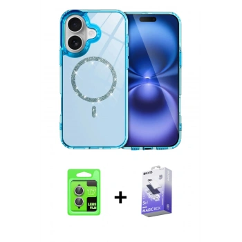 MARSİLYAN™- iPhone 17 Kılıf Kıvılcım Form Prime - Siyah Bilvis 5in1 5D Magic Hayalet Cam Ekran Koruyucu + Raze Metal Kamera Lens - AKMR