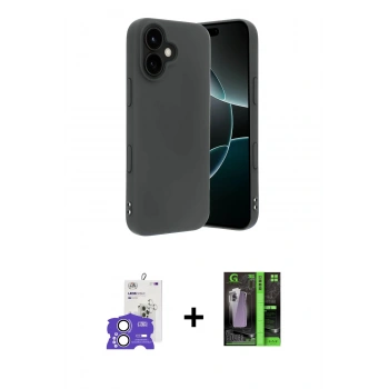 MARSİLYAN™- iPhone 17 Kılıf Kozmos Yansıma Özel Seri - Siyah 360 Mat Full Body Arka Koruyucu + Bilvis Titan Kamera Lens - GS