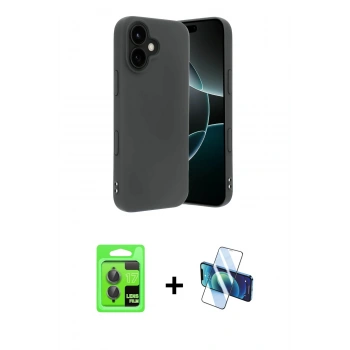 MARSİLYAN™- iPhone 17 Kılıf Kozmos Yansıma Özel Seri - Siyah 3D Antistatik Cam Ekran Koruyucu + Raze Metal Kamera Lens - GI