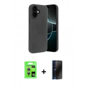 MARSİLYAN™- iPhone 17 Kılıf Kozmos Yansıma Özel Seri - Siyah 3D Antistatik Hayalet Cam Ekran Koruyucu + Raze Metal Kamera Lens - GS