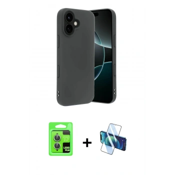 MARSİLYAN™- iPhone 17 Kılıf Kozmos Yansıma Özel Seri - Siyah 3D Antistatik Seramik Nano Ekran Koruyucu + Raze Metal Kamera Lens - AKYL