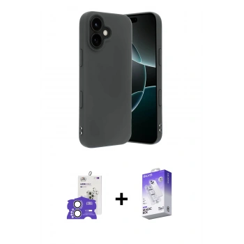 MARSİLYAN™- iPhone 17 Kılıf Kozmos Yansıma Özel Seri - Siyah Bilvis 5in1 3D Magic Cam Ekran Koruyucu + Bilvis Titan Kamera Lens - GS