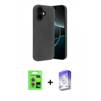 MARSİLYAN™- iPhone 17 Kılıf Kozmos Yansıma Özel Seri - Siyah Bilvis 5in1 3D Magic Cam Ekran Koruyucu + Raze Metal Kamera Lens - AKMR