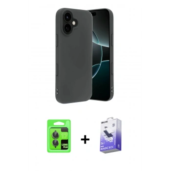 MARSİLYAN™- iPhone 17 Kılıf Kozmos Yansıma Özel Seri - Siyah Bilvis 5in1 5D Magic Hayalet Cam Ekran Koruyucu + Raze Metal Kamera Lens - GI