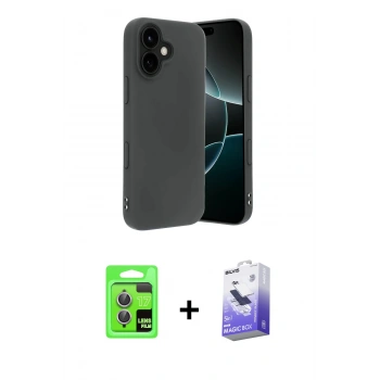 MARSİLYAN™- iPhone 17 Kılıf Kozmos Yansıma Özel Seri - Siyah Bilvis 5in1 5D Magic Hayalet Cam Ekran Koruyucu + Raze Metal Kamera Lens - AKMR