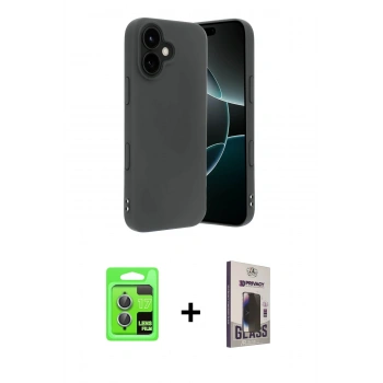 MARSİLYAN™- iPhone 17 Kılıf Kozmos Yansıma Özel Seri - Siyah Bilvis Hayalet Cam Ekran Koruyucu + Raze Metal Kamera Lens - AKMI