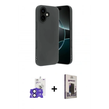 MARSİLYAN™- iPhone 17 Kılıf Kozmos Yansıma Özel Seri - Siyah Bilvis Hayalet Cam Ekran Koruyucu + Bilvis Titan Kamera Lens - SH