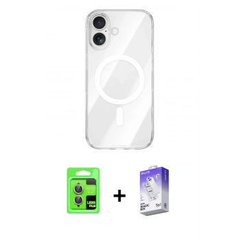 MARSİLYAN™- iPhone 17 Kılıf Kutup Klasik Serisi - Siyah Bilvis 5in1 3D Magic Cam Ekran Koruyucu + Raze Metal Kamera Lens - AKYL