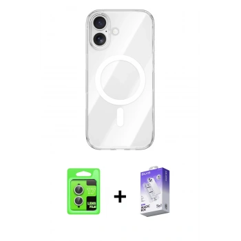 MARSİLYAN™- iPhone 17 Kılıf Kutup Klasik Serisi - Siyah Bilvis 5in1 3D Magic Cam Ekran Koruyucu + Raze Metal Kamera Lens - GS